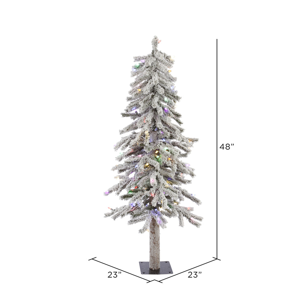 Vickerman 4' Flocked Alpine Artificial Christmas Tree Multi-Colored LED Dura-Lit lights