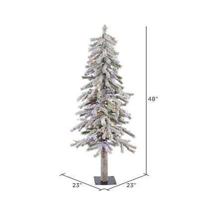 Vickerman 4' Flocked Alpine Artificial Christmas Tree Multi-Colored LED Dura-Lit lights