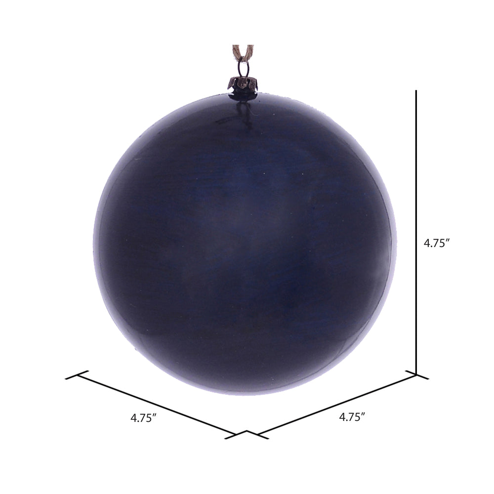 Vickerman 4.75" Midnight Blue Wood Grain Ball Ornament 4 per Bag