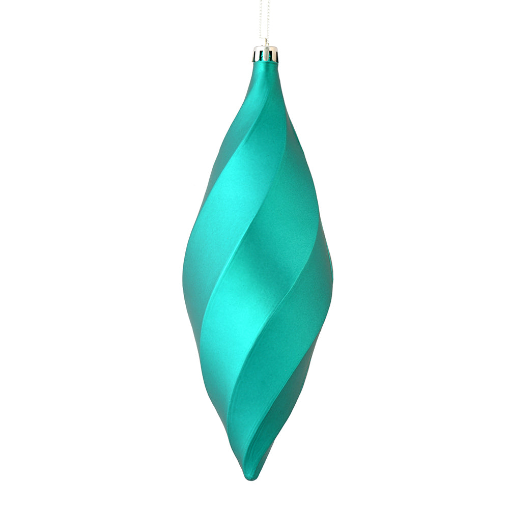 Vickerman 8" Teal Matte Swirl Finial Ornament Pack of 6