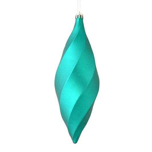 Vickerman 8" Teal Matte Swirl Finial Ornament Pack of 6