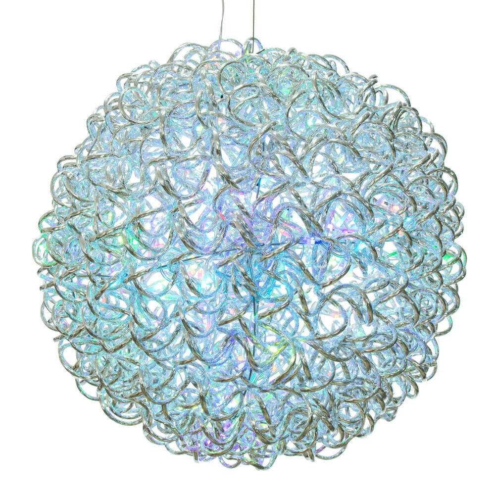 Vickerman 18" Spiral LED RGB Silver Aluminum Ball 120 Lights, Remote Control Distance up to 20 feet with Memory and Control up to 15 Balls, 15' Long Silver Plug Wire with UL Transformer for Indoor/Outdoor Use
