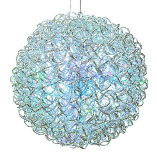 Vickerman 18" Spiral LED RGB Silver Aluminum Ball 120 Lights, Remote Control Distance up to 20 feet with Memory and Control up to 15 Balls, 15' Long Silver Plug Wire with UL Transformer for Indoor/Outdoor Use