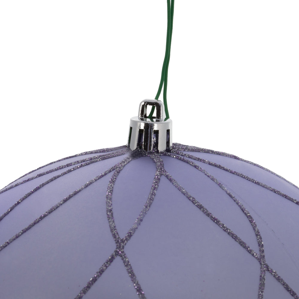 Vickerman 6" Lilac Matt Glit Swirl Ball 3Bx