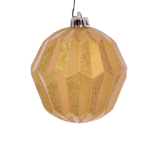 Vickerman 5" Honey Gold Glitter Faceted Ball Ornament 3 per Bag