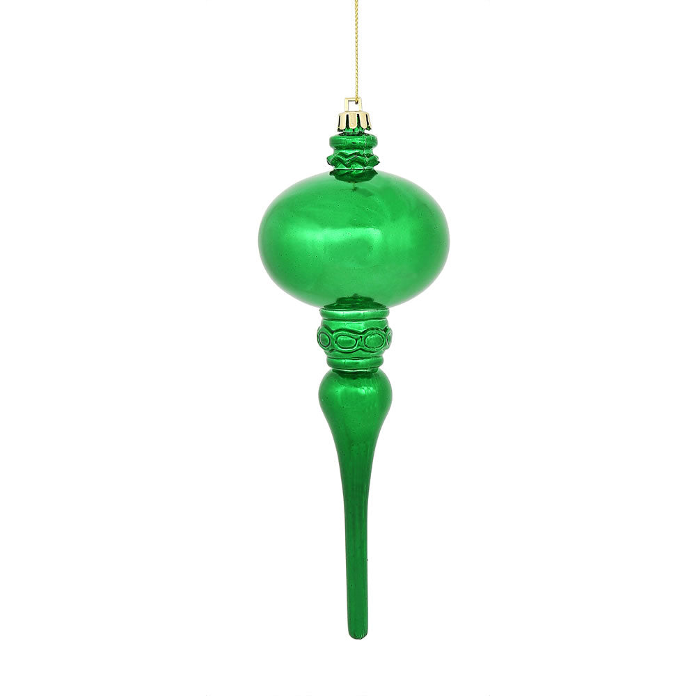 Vickerman 8" Green Shiny Finial Ornament Pack of 3