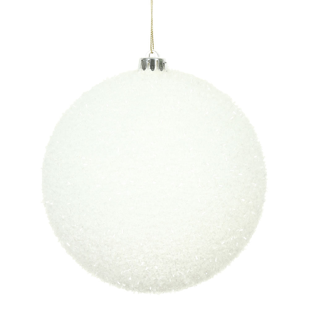 Vickerman 6" White Tinsel Ball Ornament 2 per Bag