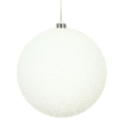 Vickerman 6" White Tinsel Ball Ornament 2 per Bag