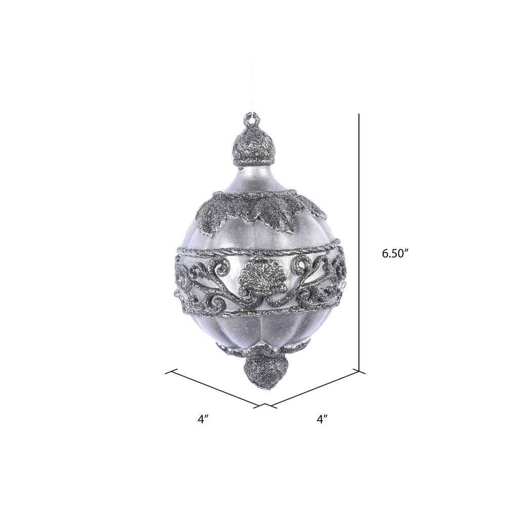 Vickerman 6.5" Gunmetal Antique Leaf Scroll Drop Christmas Ornament Set of 3