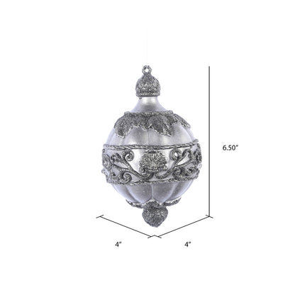 Vickerman 6.5" Gunmetal Antique Leaf Scroll Drop Christmas Ornament Set of 3