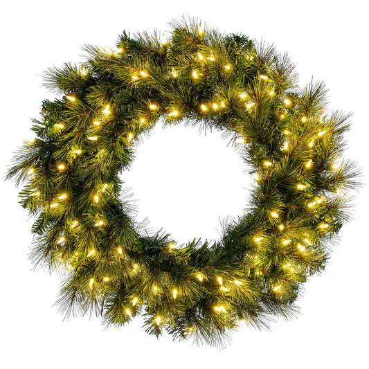 Vickerman 36" Brighton Pine Artificial Wreath with 100 Dura-Lit® Warm White LED Mini Lights and 250 PE/PVC Tips.
