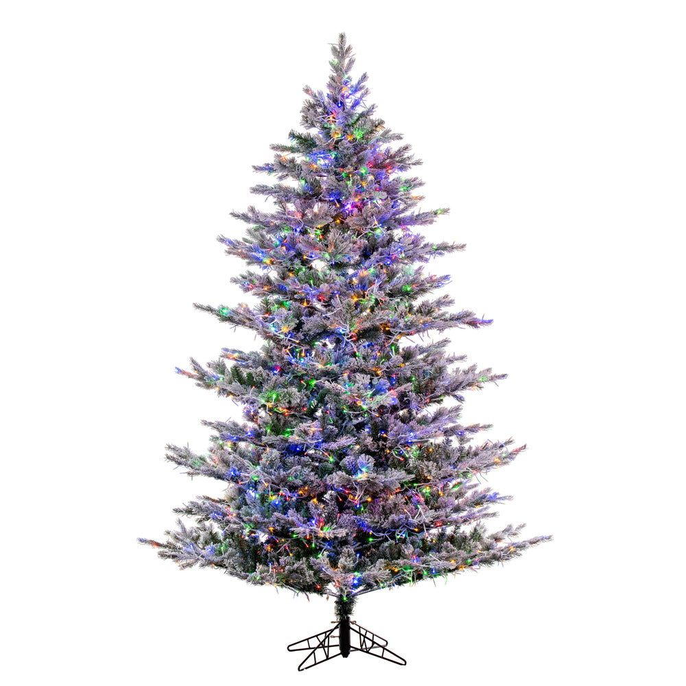 Vickerman 7.5' x 60" Flocked Kiana Artificial Christmas Tree 3mm LED Color Changing Lights