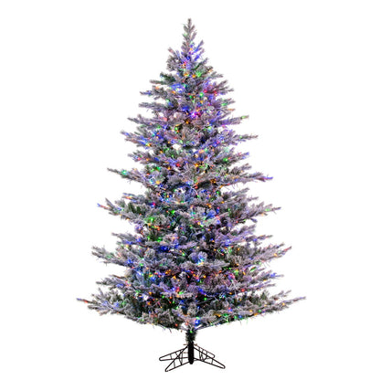 Vickerman 7.5' x 60" Flocked Kiana Artificial Christmas Tree 3mm LED Color Changing Lights