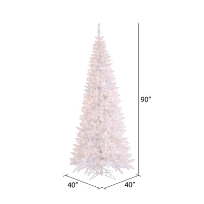 Vickerman 7.5' White Fir Slim Artificial Christmas Tree Warm White Dura-lit LED Lights