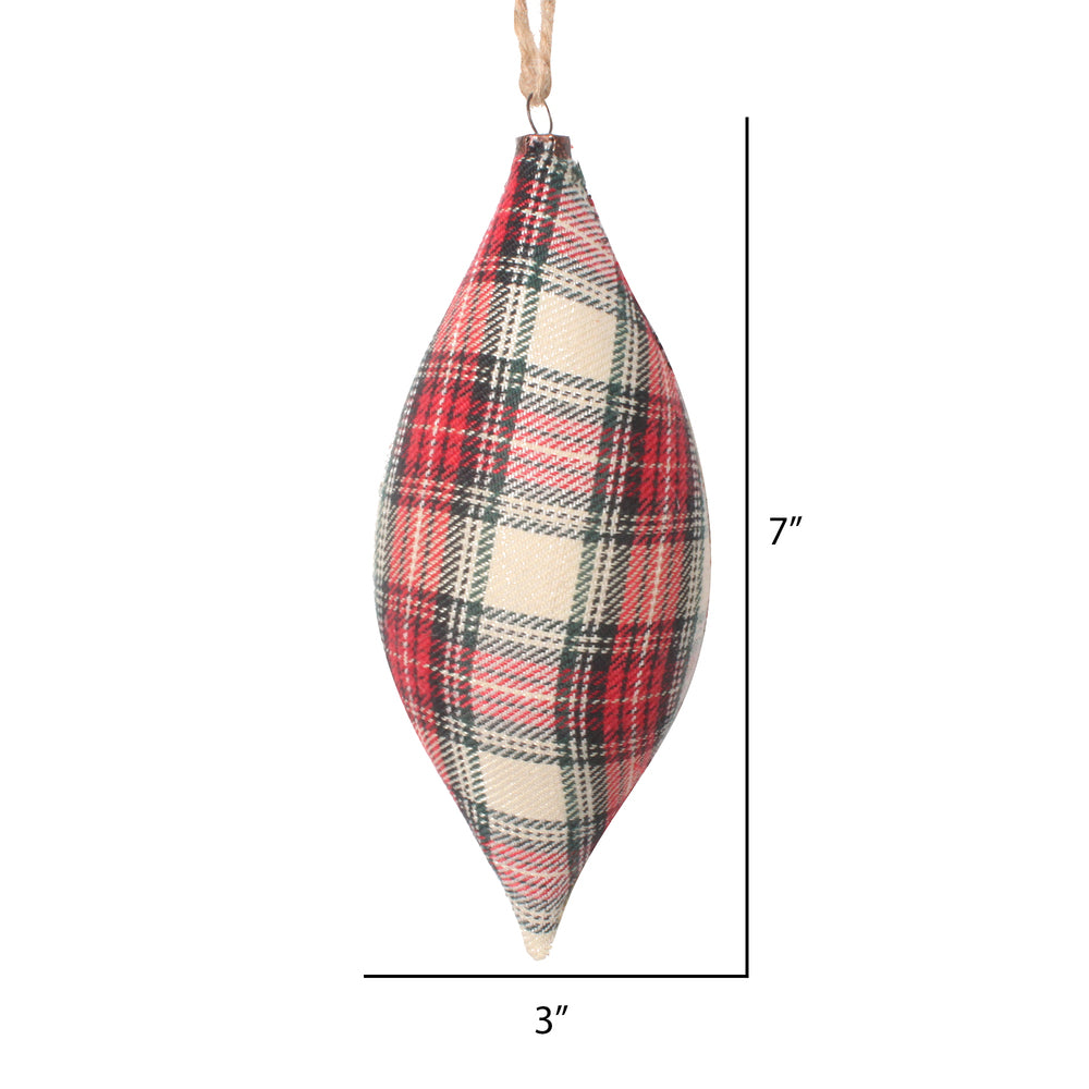 Vickerman 7" Red and White Plaid Finial Christmas Ornament 4 pieces per bag