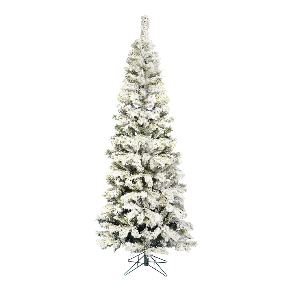 Vickerman 6.5' x 32" Flocked Pacific Pencil Artificial Christmas Tree Unlit
