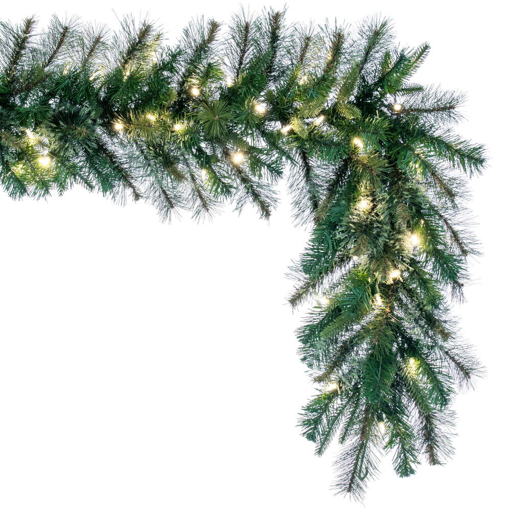 Vickerman 9' Cashmere Artificial Christmas Garland with 2 Sets of 50 Warm White Dura-lit LED Lights