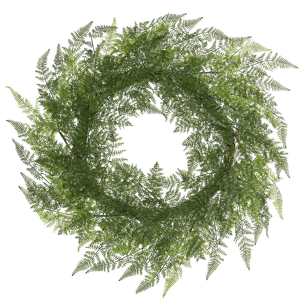 Vickerman 30" Artificial Green Lace Fern Wreath.