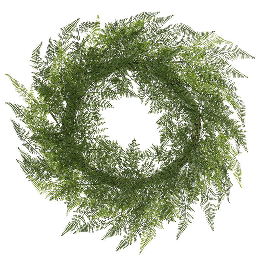 Vickerman 30" Artificial Green Lace Fern Wreath.