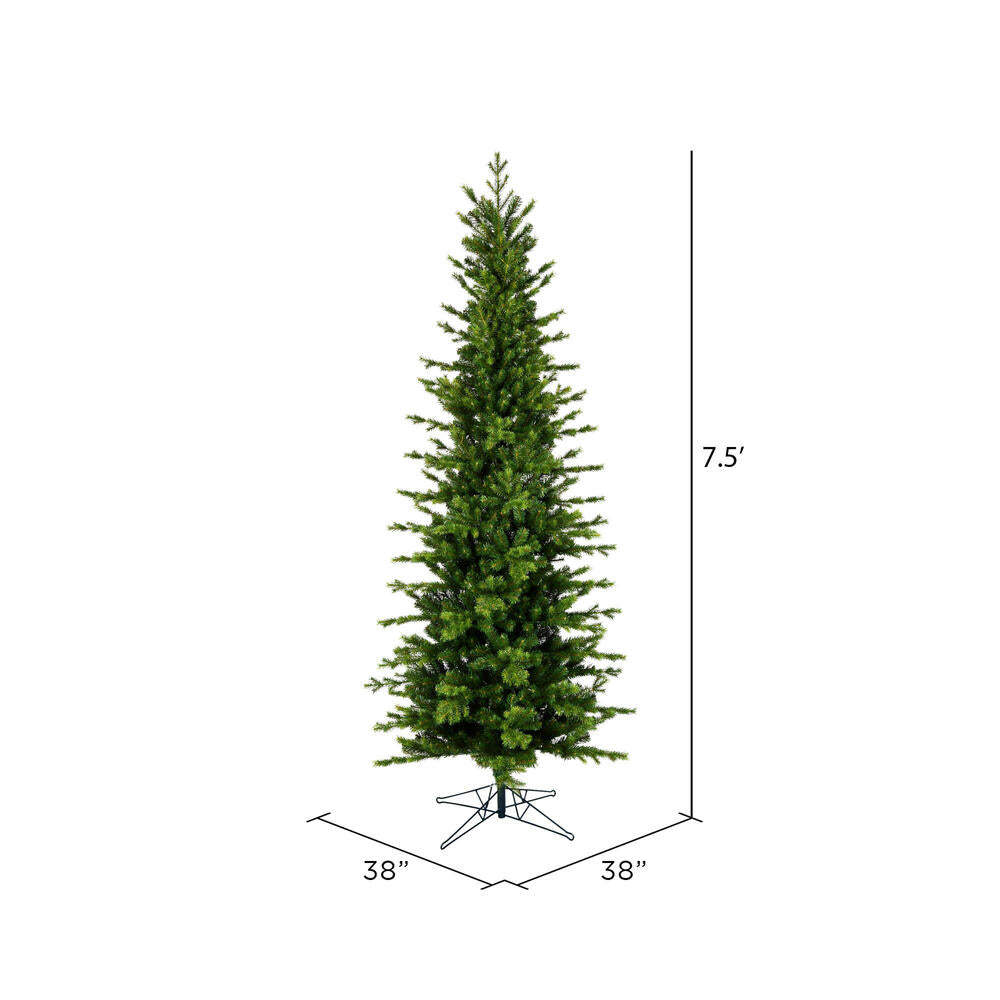 Vickerman 7.5' x 38" Moutauk Pine Artificial Christmas Pencil Tree Unlit