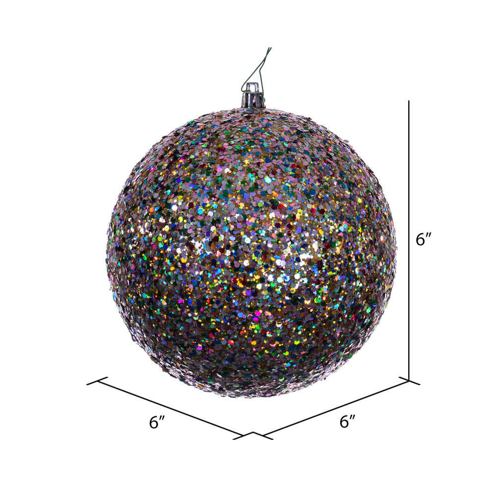 Vickerman 6" Multi-color Sequin Glitter Ball Christmas Ornament 4 Pieces per bag