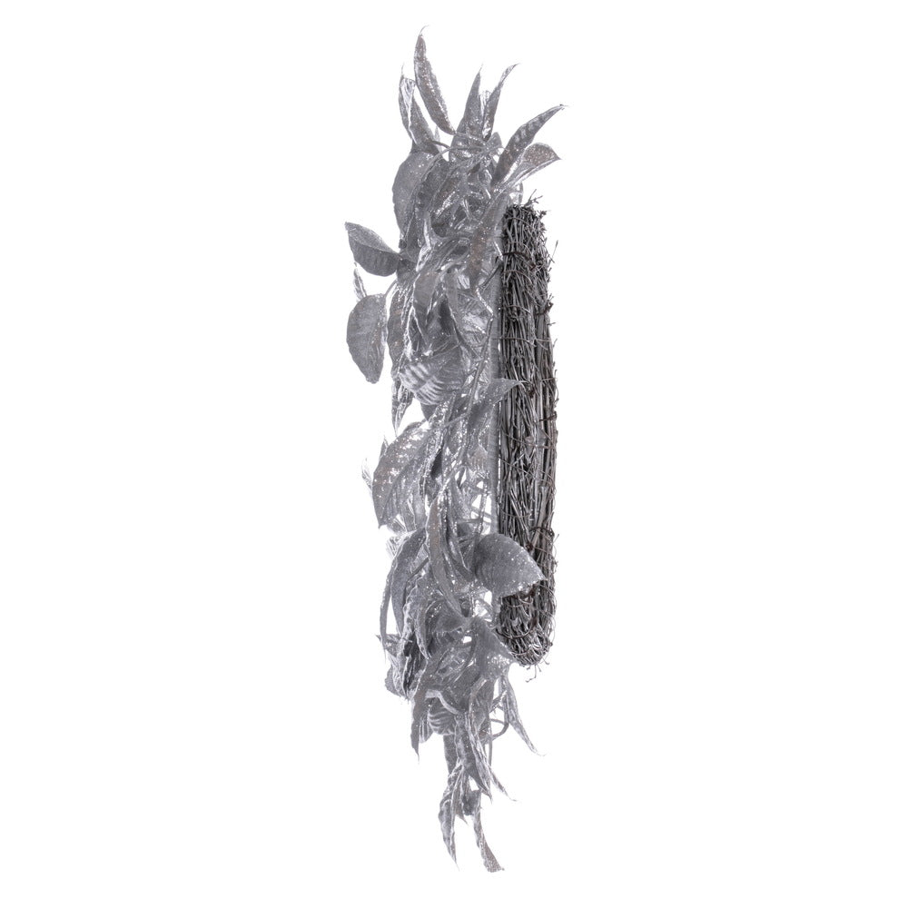 Vickerman 24" Silver Artificial Gardenia Glitter Wreath.