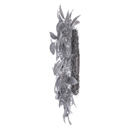 Vickerman 24" Silver Artificial Gardenia Glitter Wreath.