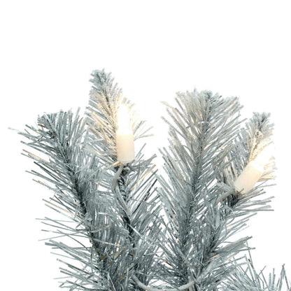 Vickerman 24" Frosted Silver Artificial Christmas Wreath Warm White Dura-lit LED Lights