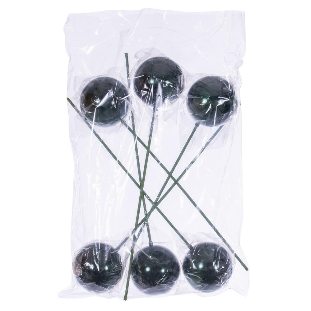 Vickerman 4" x 18" Midnight Green Pearl Ball Ornament Stick 6 per bag.