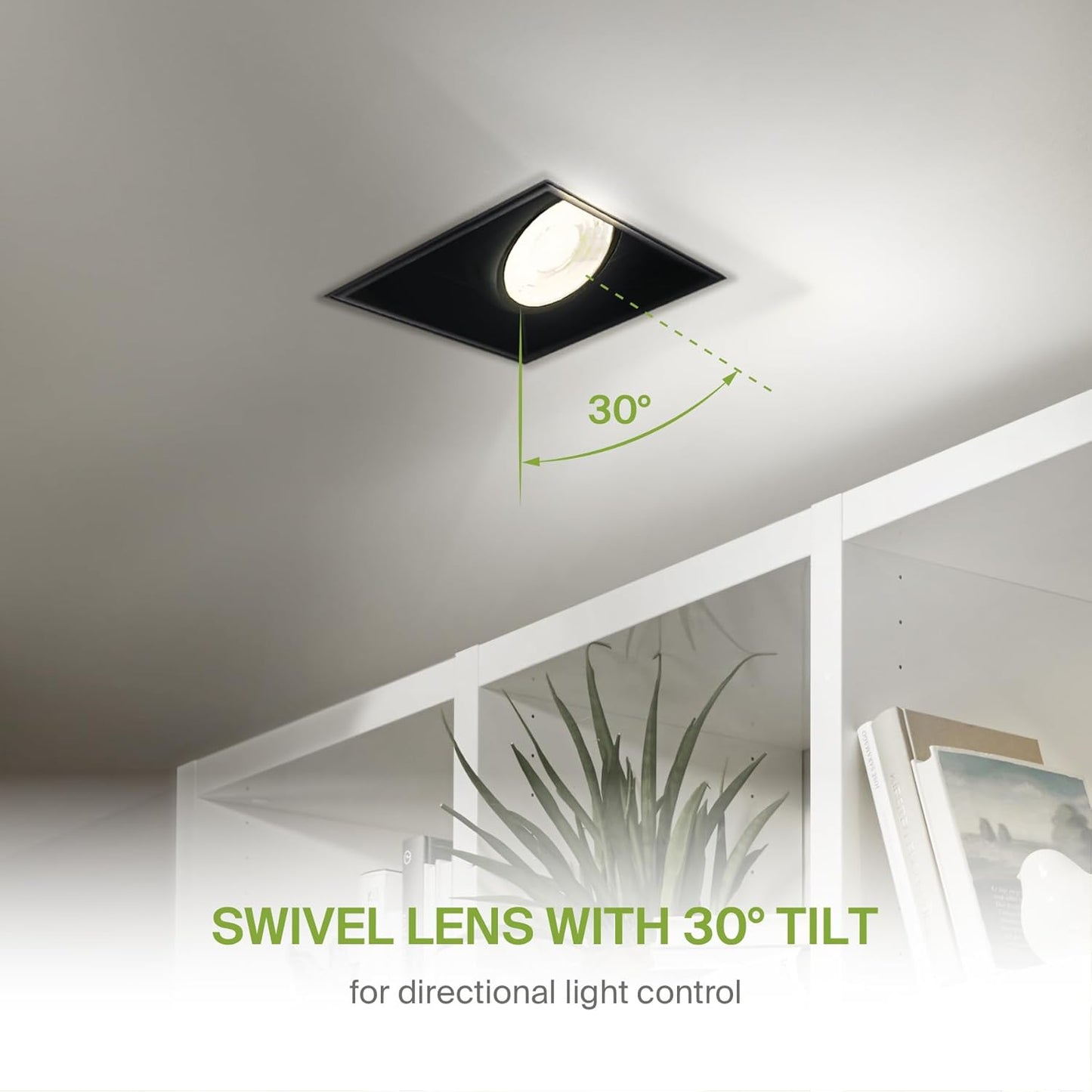 ASD Lighting LED Trimless Downlight Gimbal Square 2inch 8W 120V Triac 2700/3000/3500/4000/5000K Black ETL