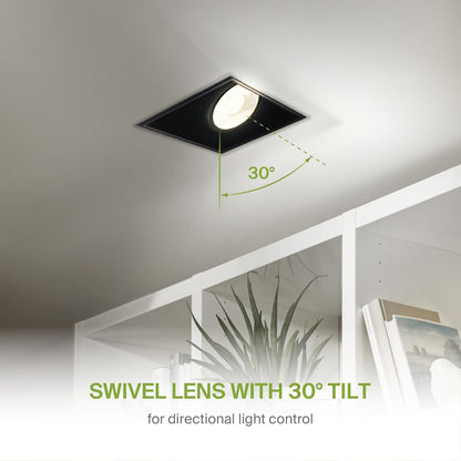 ASD Lighting LED Trimless Downlight Gimbal Square 2inch 8W 120V Triac 2700/3000/3500/4000/5000K Black ETL