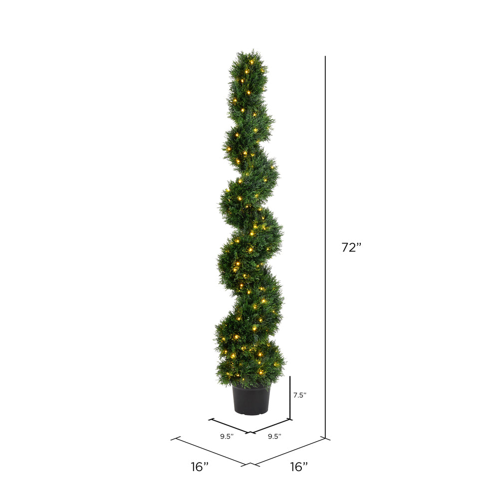 Vickerman 6' Artificial Potted Green Cedar Spiral Tree.