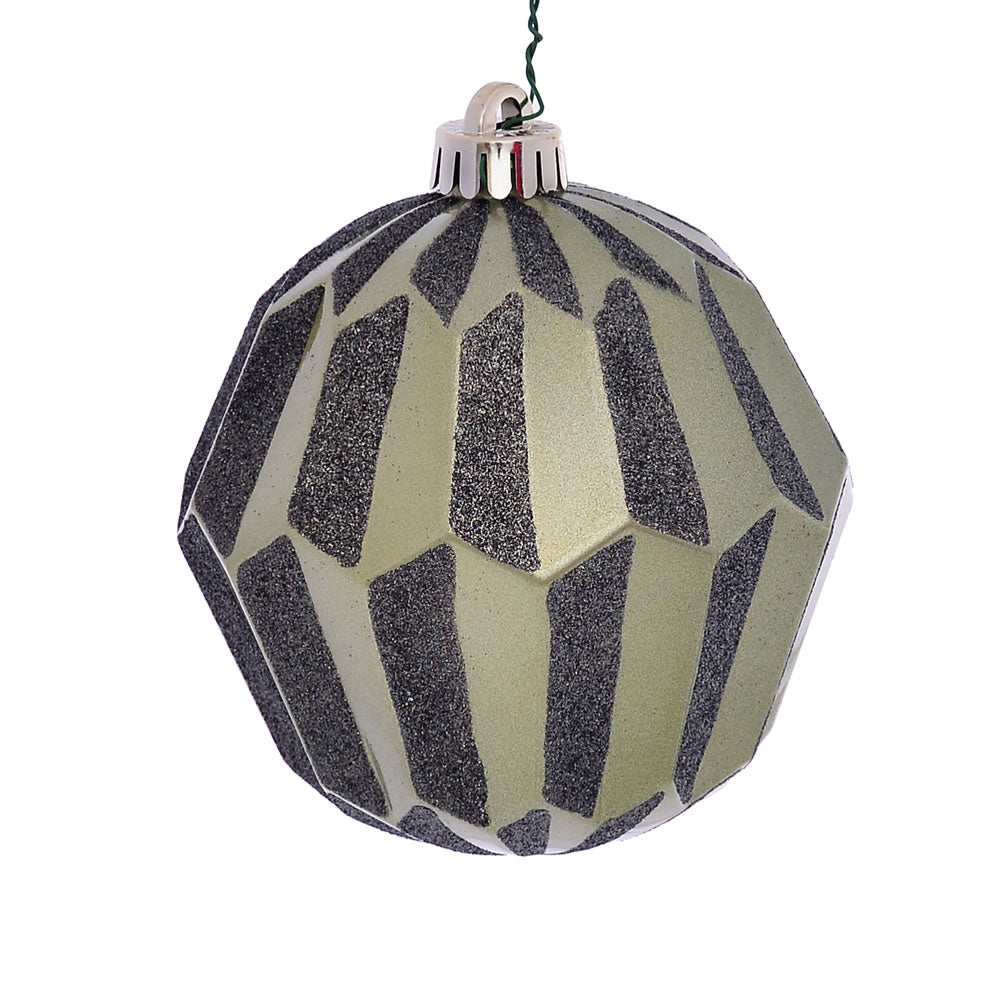 Vickerman 5" Wrought Iron Glitter Faceted Ball Ornament 3 per Bag