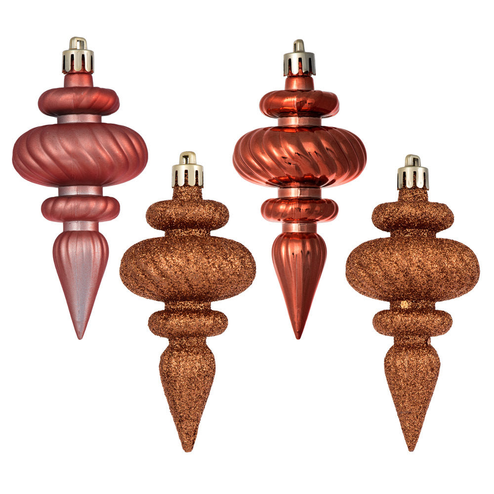 Vickerman 4" Coral 4-Finish Finial Ornament 8 per Box