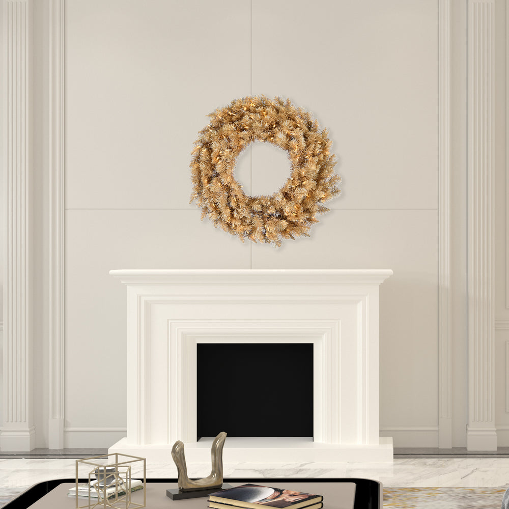 Vickerman 36" Gold Fir Artificial Christmas Wreath with Warm White Dura-lit LED Lights