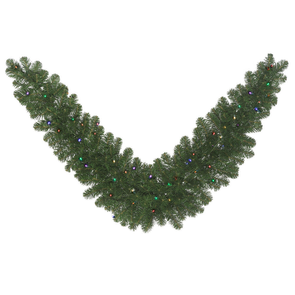 Vickerman 9' Oregon Fir Artificial Christmas Swag Garland Multi-colored Single Mold LED Wide Angle Lights