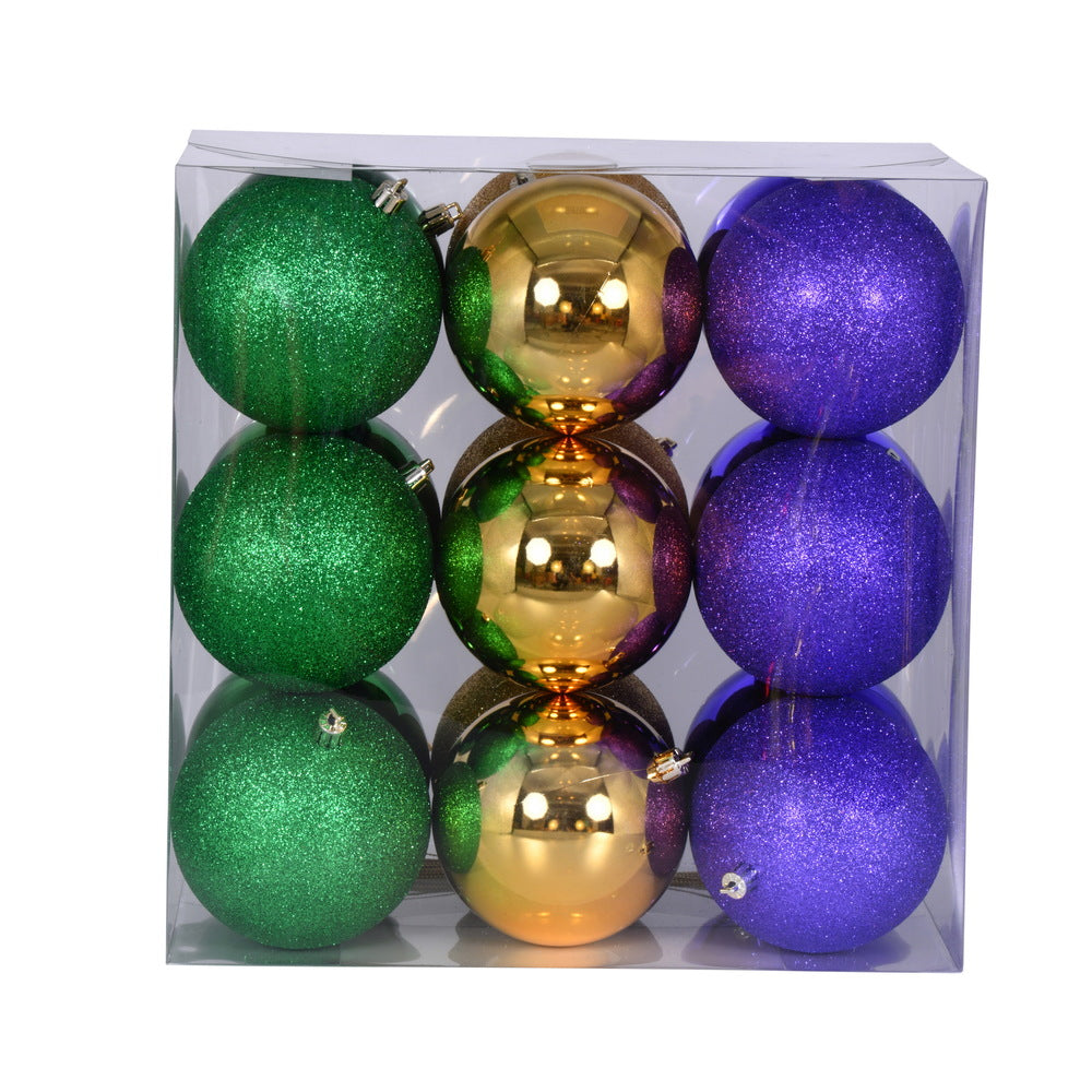 Vickerman 4" Green Copper-Gold and Purple Ornament Assortment 18 per box.