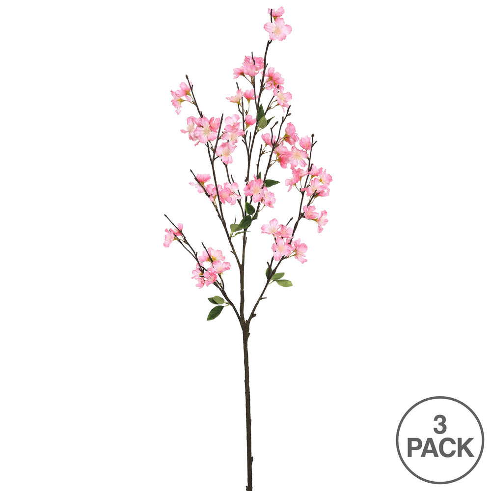 Vickerman 40'' Artificial Pink Cherry Blossom Spray 3 per Pack.