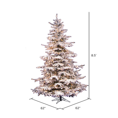 Vickerman 8.5' Flocked Sierra Fir Artificial Christmas Tree Clear Dura-Lit lights