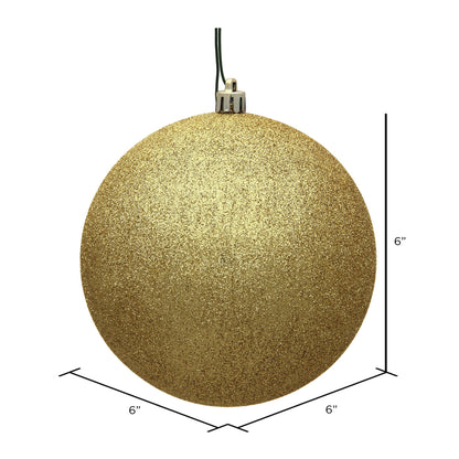 Vickerman 6" Gold Glitter Ball Ornament 4 per Bag