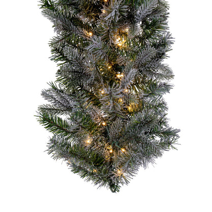 Vickerman 9' x 14" Frosted Douglas Fir Artificial Garland with Warm White LED Lights.