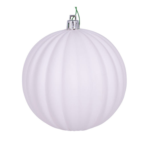 Vickerman 4" White Matte Lined Ball Ornament 6 per Bag.