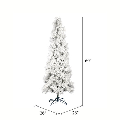 Vickerman 5' x 26" Unlit Flocked Atka Pine Pencil Artificial Christmas tree
