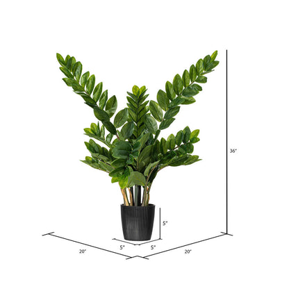 Vickerman 36" Potted Green Zamifolia Artificial Bush.