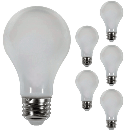 Damar A19 LED Light Bulb 7W 720 Lumen E26 Medium Base 2700K Warm White for Bedroom Living Room Lamp Home Light Bulb 120V Dimmable CRI80 360° Beam Angle Dry/Damp Location White Finish Pack of 6