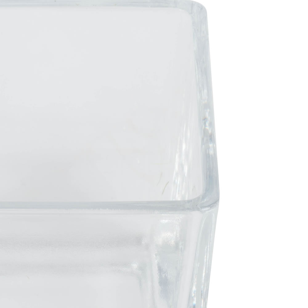 Vickerman 3" Clear Cube Glass Container. Includes four pieces per set.