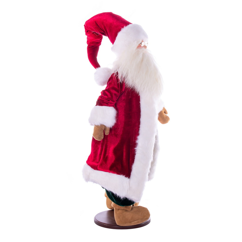 Vickerman 28" Red Plaid Velvet Santa Doll with Stand. This santa has glasses stand is removeable.