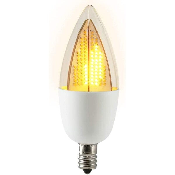 Euri Lighting ECA9.5-2120fc Decorative LED 6-Watt Equivalent Natural Flickering Flame Bulb E12 Candelabra, White Base - 2700K