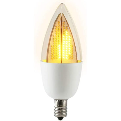 Euri Lighting ECA9.5-2120fc Decorative LED 6-Watt Equivalent Natural Flickering Flame Bulb E12 Candelabra, White Base - 2700K