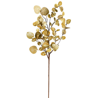 Vickerman 34" Gold Eucalyptus Artificial Christmas Spray. Includes 3 sprays per pack.